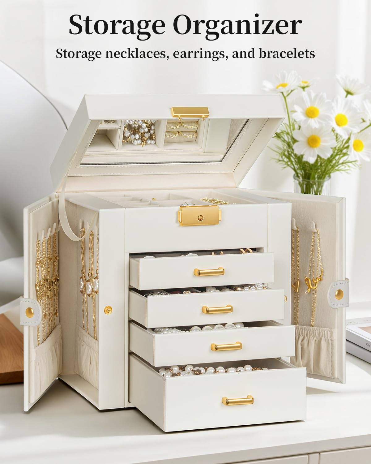 Amazon.com: TORIBIO Jewelry Box for Women, Leather Jewelry